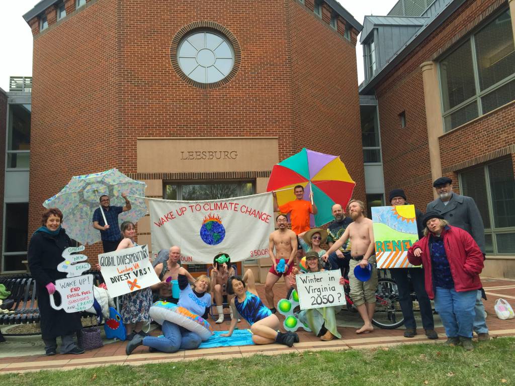 Members of 350 Loudoun County on Global Divestment Day in Leesburg, VA. 